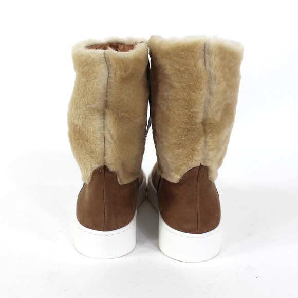 Aquatalia Nelle Shearling Boots NEW Brown Tan Contrast Suede Ankle Booties Sz 5 - Picture 5 of 6